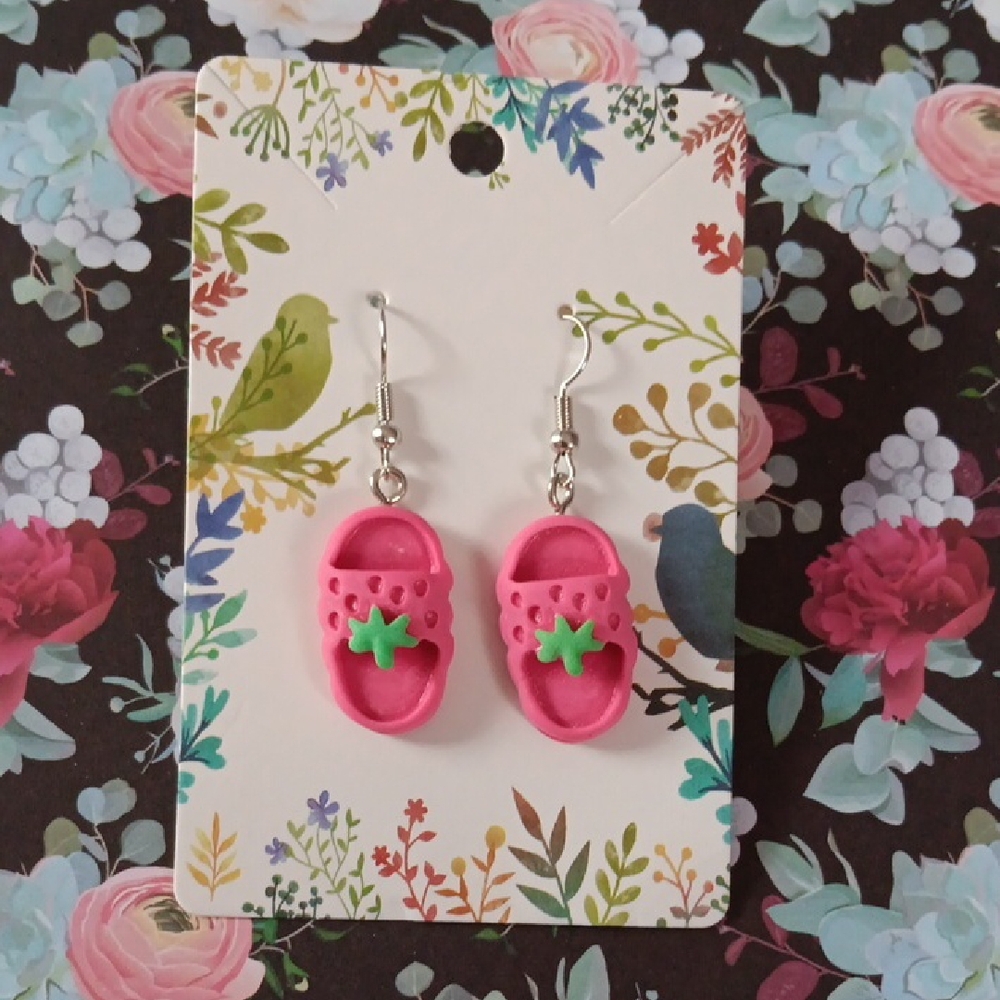 Girly Strawberry Summer Sandals Dangle Drop Earrings New!